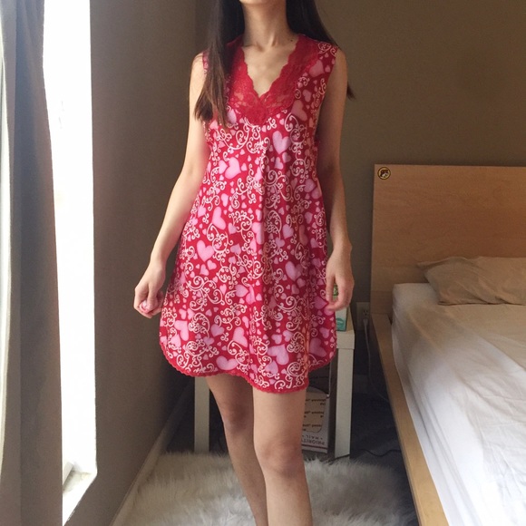 Vintage Other - Reworked Vtg Valentine Heart Satin Slip